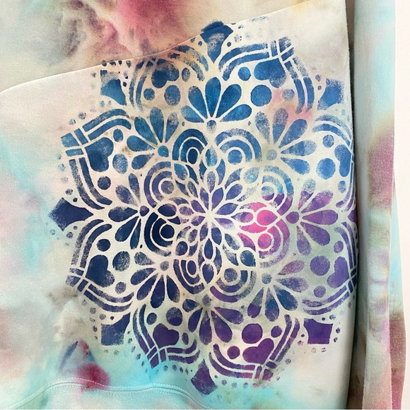 Nike Tie Dye Hoodie Sweatshirt Mens Size Large Unisex Pullover Hand Painted Blue - Picture 6 of 16